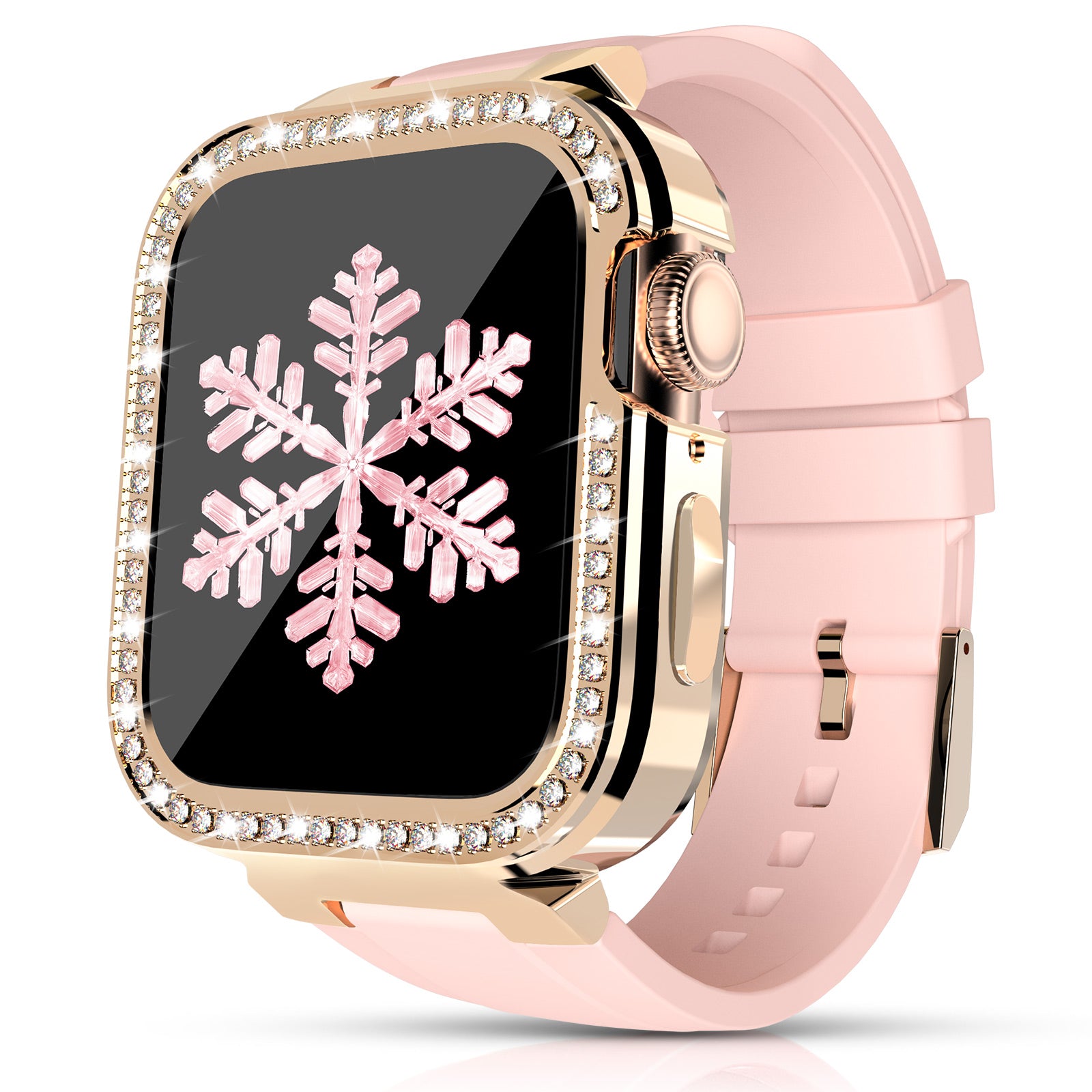 KINGXBAR for Apple Watch Series 5 6 40mm Series 7 41mm Zinc Alloy + TPU Rhinestone Watch Case + TPU Watch Bands KINGXBAR for Apple Watch Series 5 6 40mm Series 7 41mm Zinc Alloy + TPU Rhinestone Watch Case + TPU Watch Bands